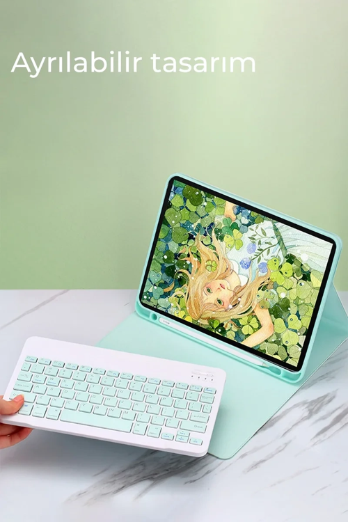 Newface İpad Air 11 (2024) Kılıf Kc01 Smart Klavyeli Tablet Kılıfı - Derin Mor