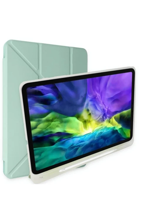Apple iPad 2022 10.9 (10.nesil) Kılıf Kalemlikli Mars Tablet Kılıfı - Açık Yeşil