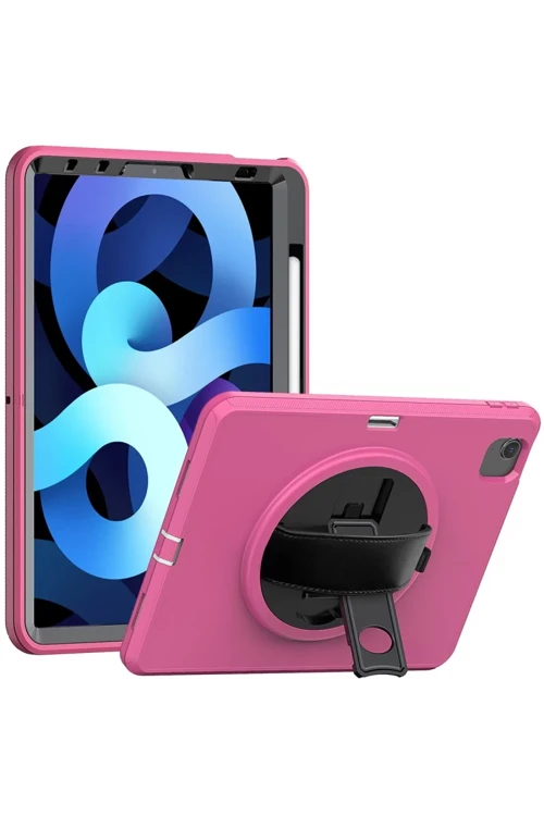 Apple iPad 2022 10.9 (10.nesil) Kılıf Hand Strap Tablet Kılıfı - Pembe