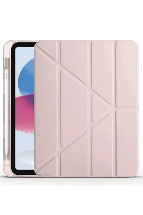 Apple iPad 2022 10.9 (10.nesil) Kılıf Kalemlikli Mars Tablet Kılıfı - Rose Gold