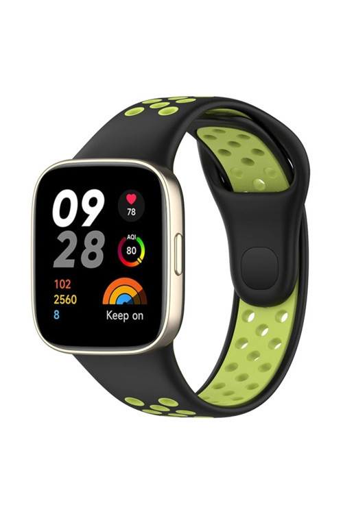 Redmi Watch 3 Spor Delikli Kordon - Siyah-Yeşil