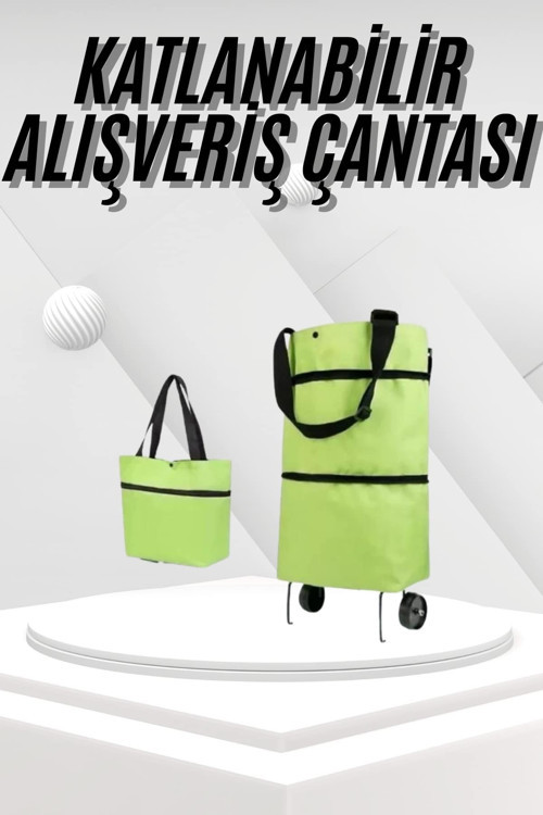 Katlanabilir Tekerlekli Pazar Market Çarşı Arabası Market Alışveriş Çantası