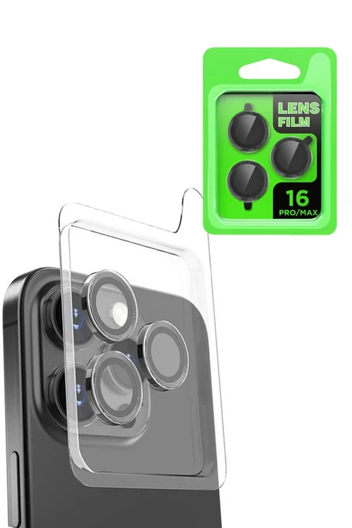 Apple iPhone 16 Pro Max Raze Metal Kamera Lens - Siyah