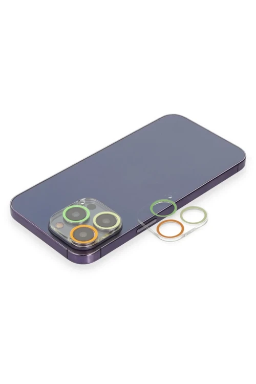 Apple iPhone 12 Pro Renkli Kamera Lens Koruma Cam - Sarı-Turuncu