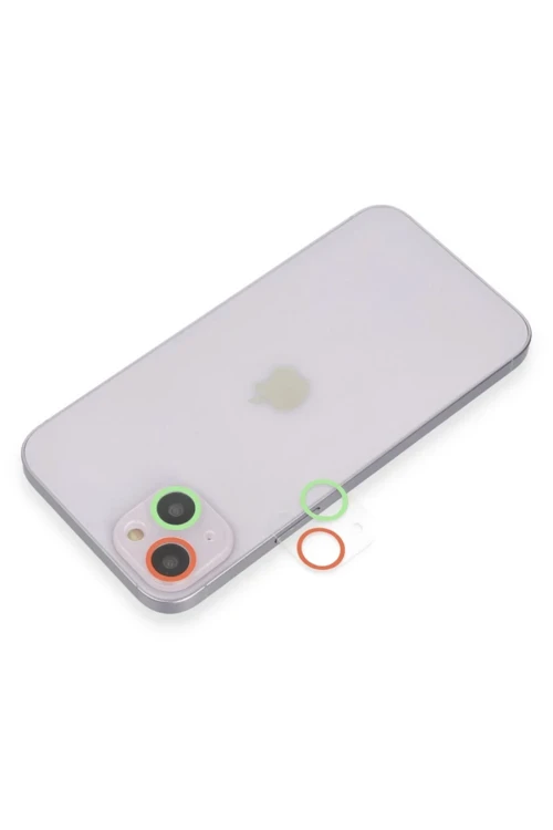 Apple iPhone 13 Renkli Kamera Lens Koruma Cam - Yeşil-Pembe