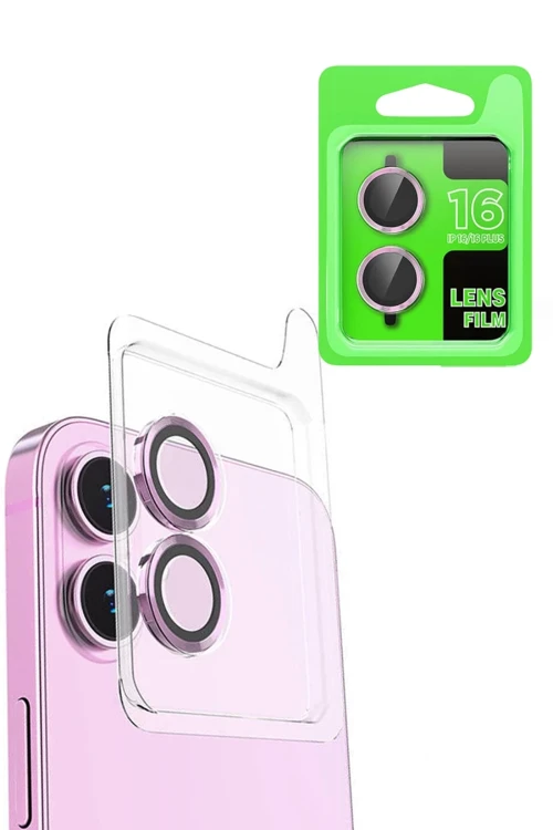 Apple iPhone 16 Raze Metal Kamera Lens - Pembe