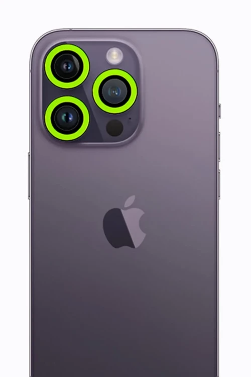 Apple iPhone 13 Pro Max Neon Fosforlu Kamera Lens - Yeşil