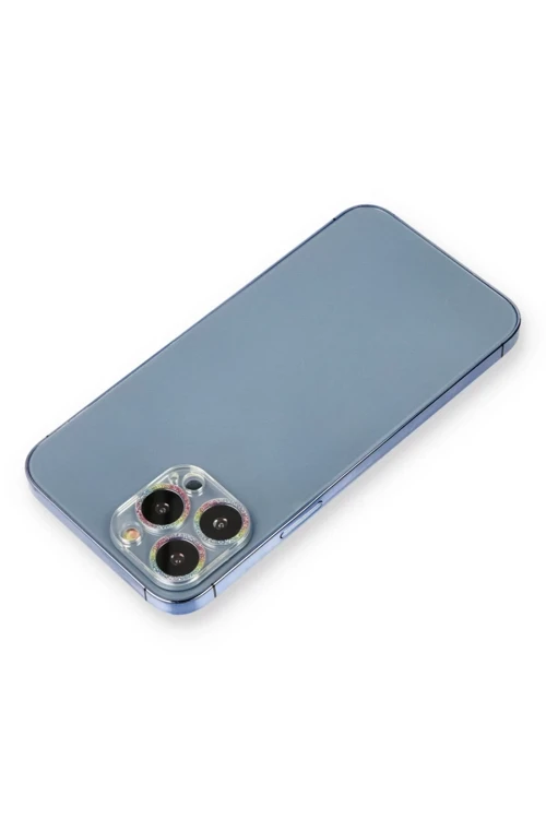 Apple iPhone 12 Pro Max Shine Kamera Lens Koruma Cam - Rainbow