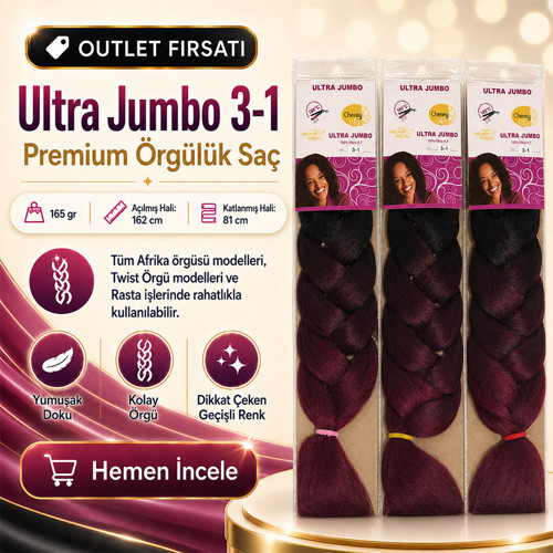 3 Paket / Afrika Örgüsü Ve Rasta İçin Sentetik Ombreli 3/1