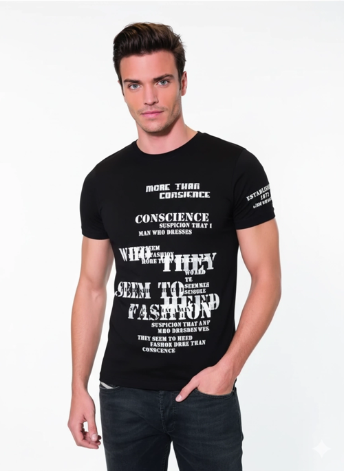 Berrak Erkek Yazı Baskılı T-Shirt 1046 Beyaz L