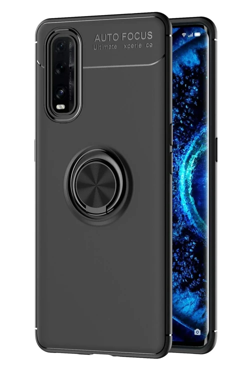 Oppo Find X2 Kılıf Range Yüzüklü Silikon - Siyah