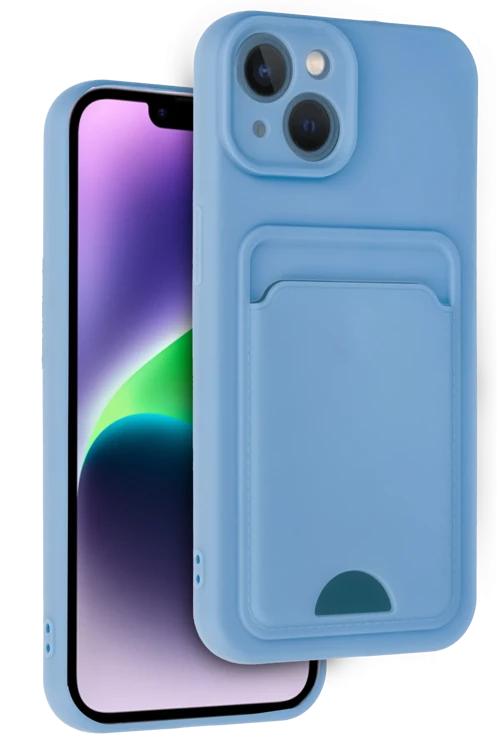Apple iPhone 14 Kılıf Kelvin Kartvizitli Silikon - Mavi