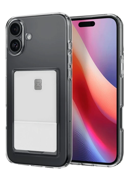 Apple iPhone 16 Plus Kılıf Kart Şeffaf Silikon - Şeffaf