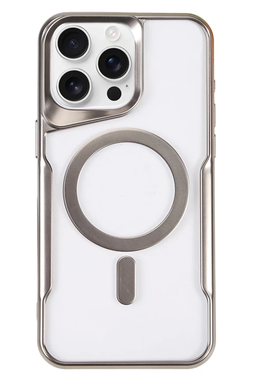 Apple iPhone 16 Pro Kılıf Boyi Magsafe Silikon Kapak - Gümüş