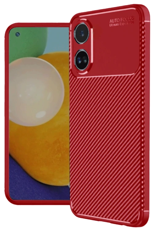 Oppo A38 Kılıf Auto Focus Karbon Kapak - Kırmızı