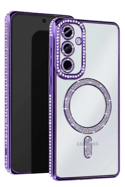 Samsung Galaxy A35 5G Joke Simli Magneticsafe Kılıf - Derin Mor
