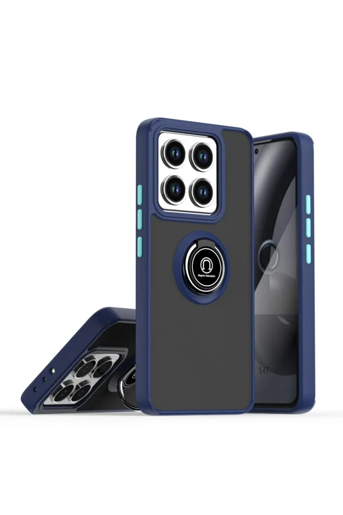 Xiaomi Mi 14T Pro Kılıf Montreal Yüzüklü Silikon Kapak - Lacivert