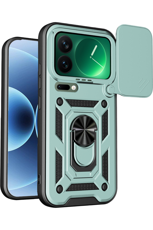 Xiaomi Mi 17 Pro Pars Lens Yüzüklü Silikon - Yeşil