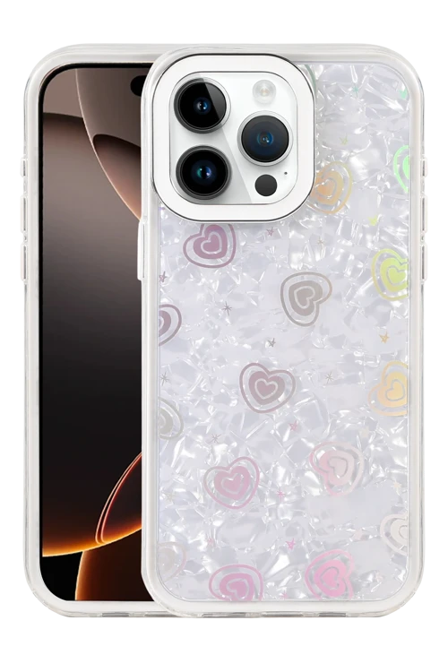 Apple iPhone 15 Pro Lumi Desenli Kapak - Beyaz
