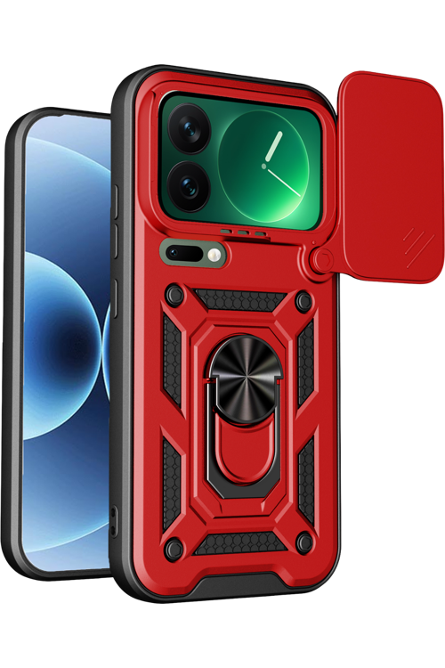 Xiaomi Mi 17 Pro Max Pars Lens Yüzüklü Silikon - Kırmızı