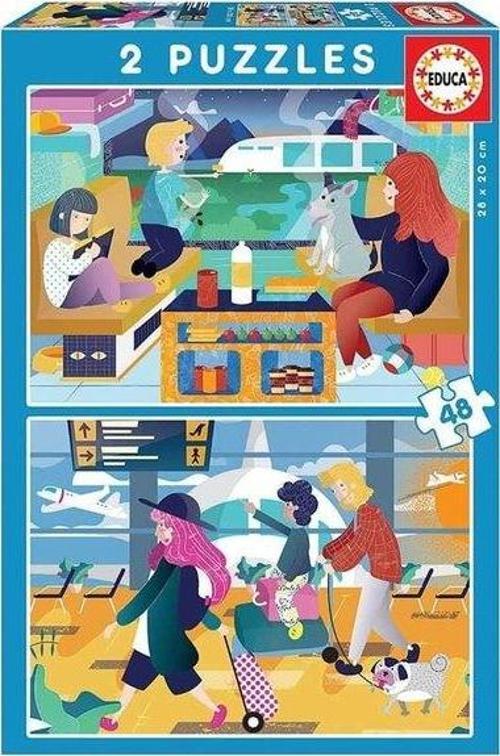 18604 Havaalanı Ve Tren 2x 48 Parça Puzzle