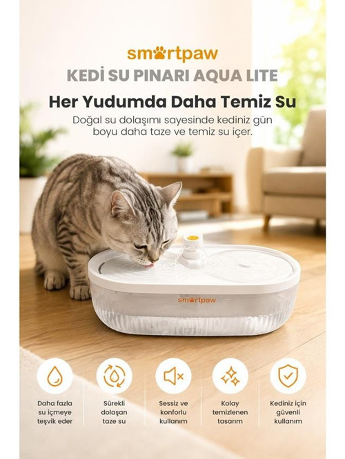 Aqua Lite 4 Litre Otomatik Kedi Su Pınarı (Distribütör Garantili)