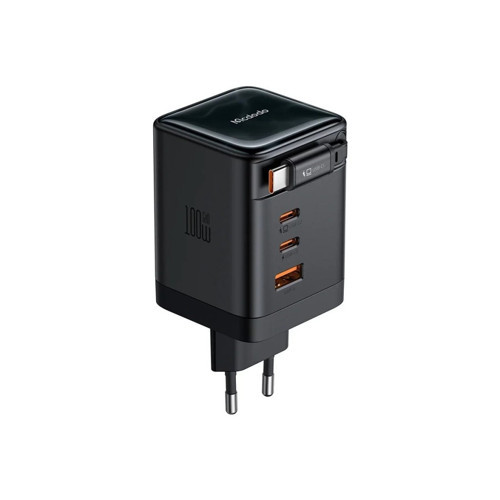 CH-8470 Freego 100W Geri Çekilebilir Kablolu 3C1A Gan Şarj Adaptörü
