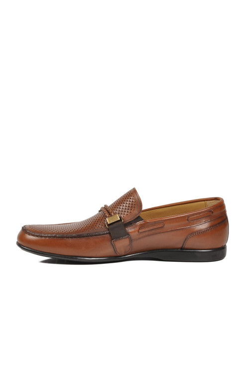 Kahve Hakiki Deri Kroko Desenli Erkek Casual Ayakkabı Loafer 2076