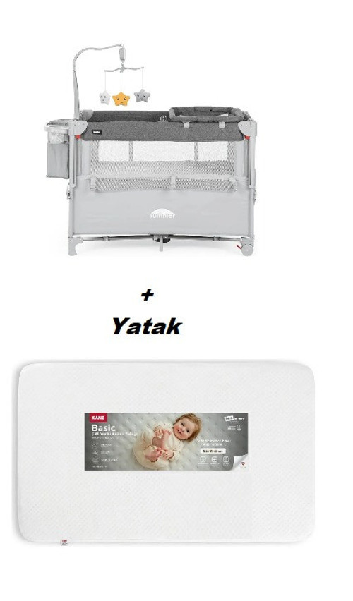 Summer Anne Yanı Park Yatak Gri - YATAKLI