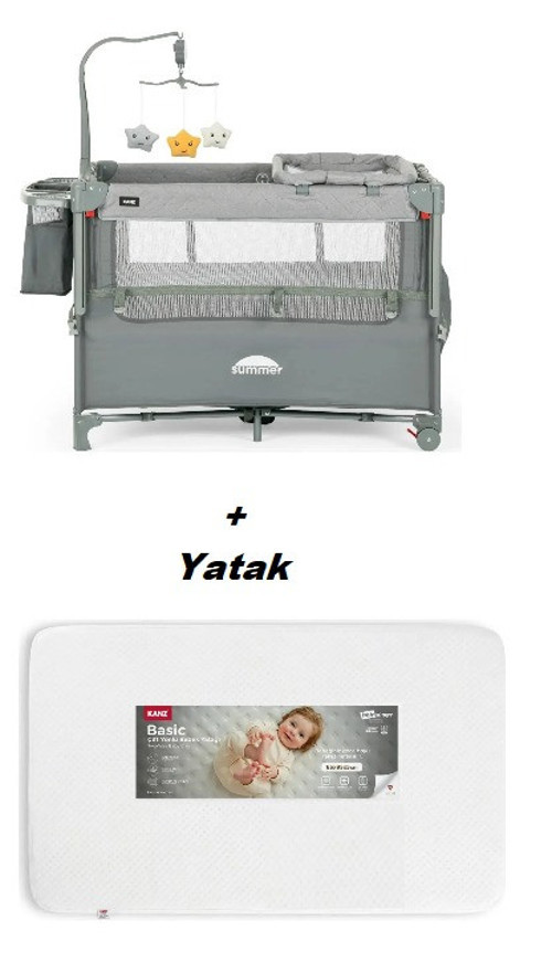 Summer Anne Yanı Park Yatak Koyu Gri - YATAKLI