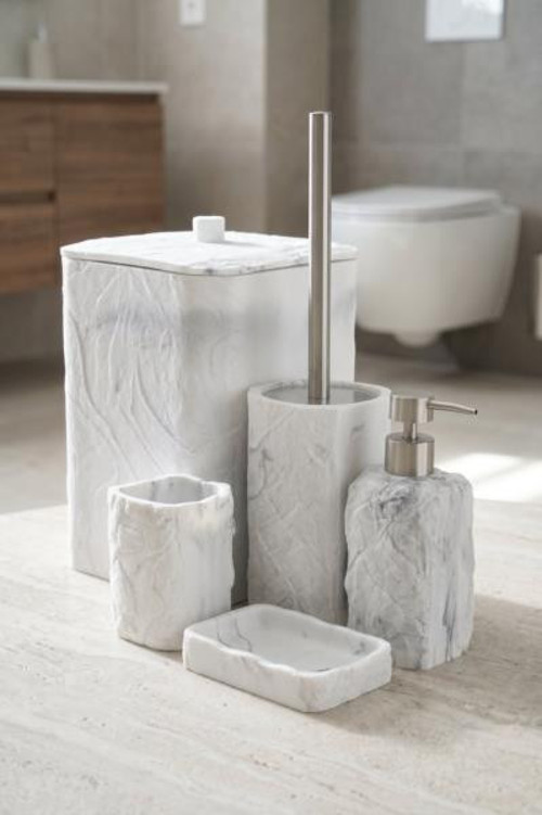 JHN-09342 Laduree Collection 5'Li Köşeli Banyo Set Gri
