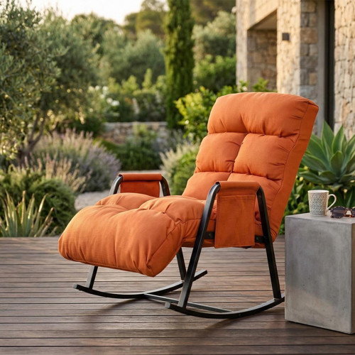 Lena Outdoor Bahçe Su Geçirmez Fonksiyonel Sallanan Koltuk - Turuncu