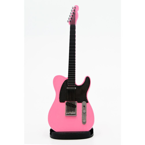 Telecaster Kasa Tasarım Elektro Gitar Şeklinde Standlı Biblo – Pembe/Siyah