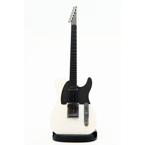 Telecaster Kasa Tasarım Elektro Gitar Şeklinde Standlı Biblo – Beyaz/Siyah