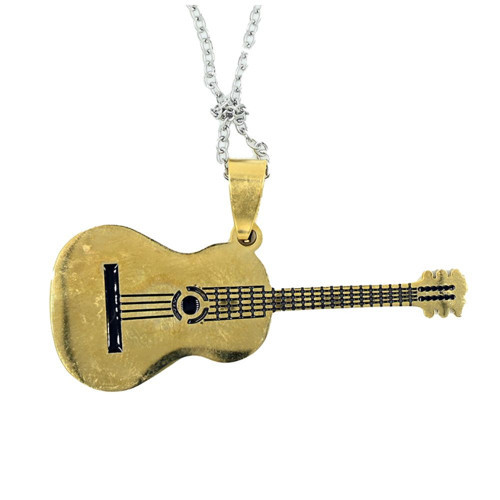 Altın Gitar Tasarımlı Metal Kolye - Müzik Severlere Özel Şık Aksesuar