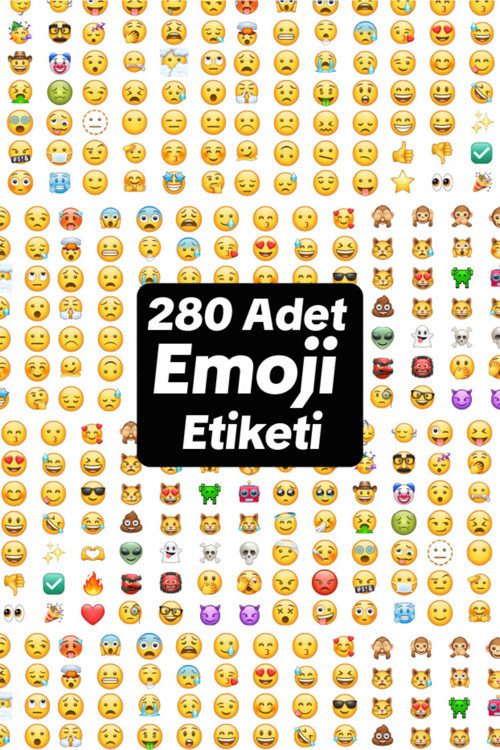 280 Adet Emoji Sticker Seti (26Mm) - Duygu Ve Yüz İfadeleri Etiketi | Ofis & Öğrenci & Öğretmen Proje & Ajanda Çıkartması