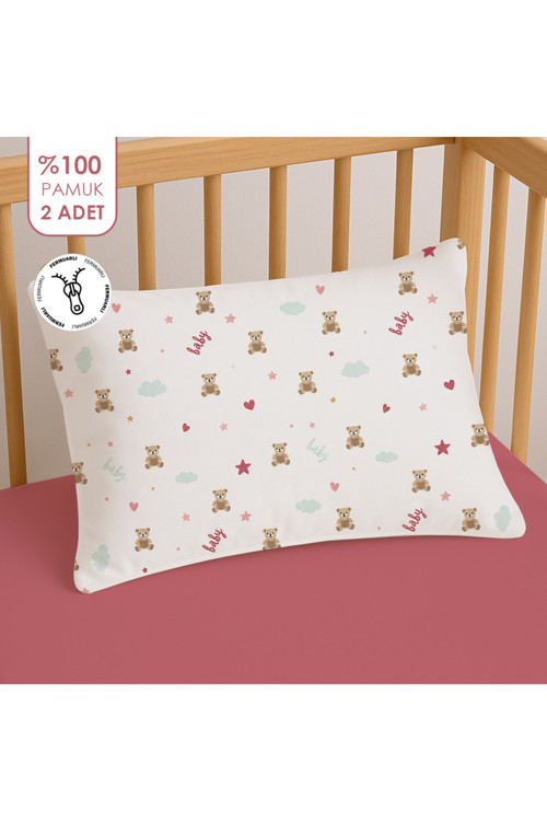 %100 Pamuklu Fermuarlı Bebek Yastık Kılıfı | 35x45 ( 2 Adet )