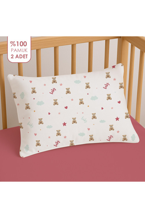 %100 Pamuklu Bebek Yastık Kılıfı 35x45 ( 2 Adet )