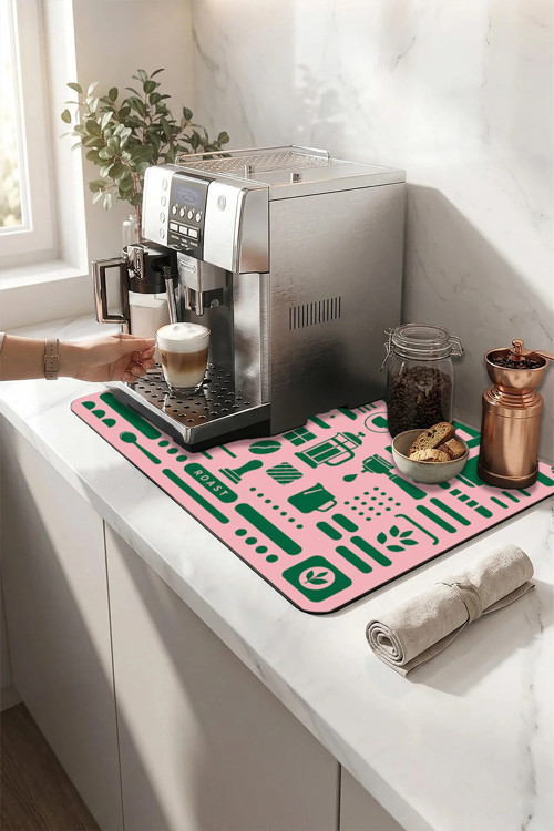 Kahve Espresso Makinesi Matı 35x45cm Çaycı Pad Su Geçirmez Kahve Ritimleri