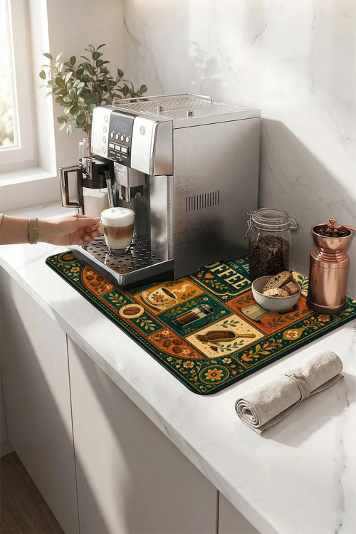 Kahve Espresso Makinesi Matı 35x45cm Çaycı Pad Su Geçirmez iyi Günler Kahvesi