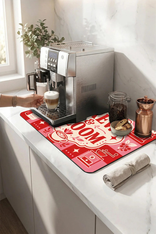 Kahve Espresso Makinesi Matı 35x45cm Çaycı Pad Su Geçirmez Brew & Bloom