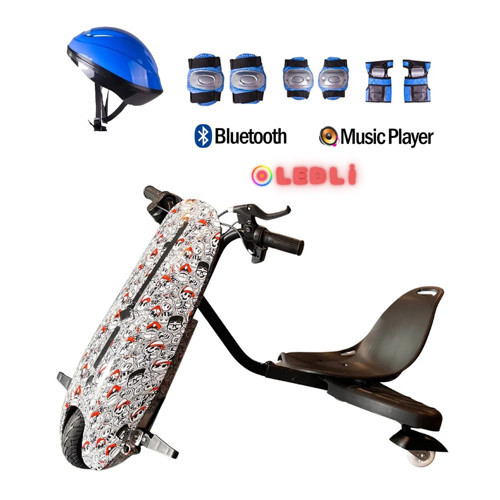 Drift Car Elektrikli Kaykay Bluetooth Dirift Kar Hoverboard Scooter + Koruma Ekipmanı D30