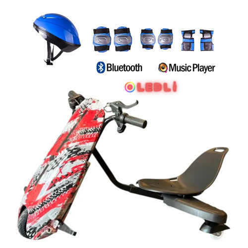 Drift Car Elektrikli Kaykay Bluetooth Dirift Kar Hoverboard Scooter + Koruma Ekipmanı D17