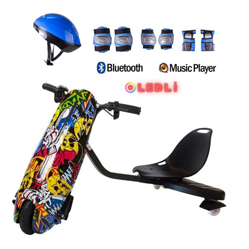 Drift Car Elektrikli Kaykay Bluetooth Dirift Kar Hoverboard Scooter + Koruma Ekipmanı D01
