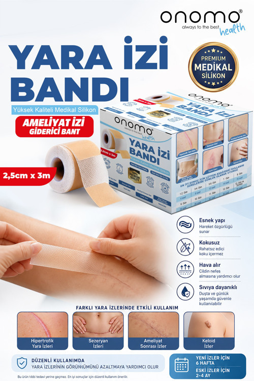 Health Silikon Yara İzi Bandı Ameliyat İzi Giderici Sezeryan Scar Keloid Yanık 2,5cm X 3m