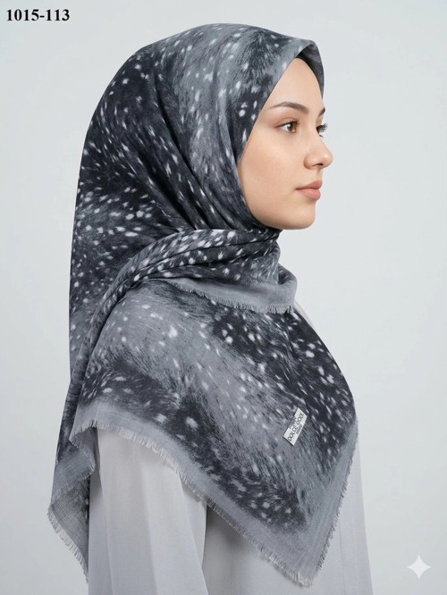 Cool Desenli Flamlı Pamuk Eşarp 1015-113