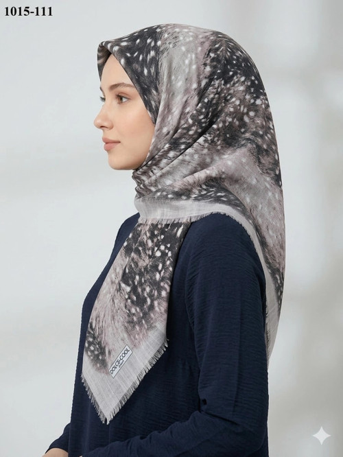Cool Desenli Flamlı Pamuk Eşarp 1015-111