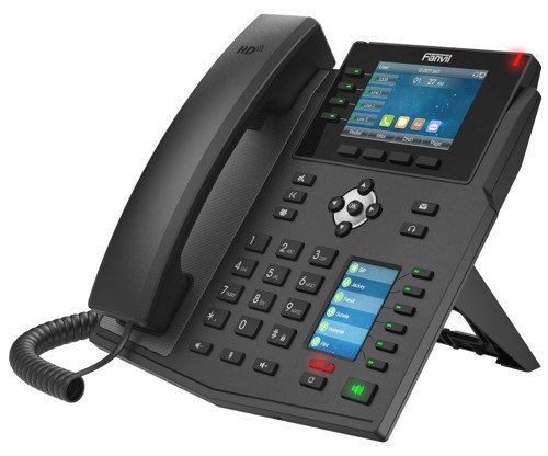 X5U High-End VoIP Telefon, 3,5 inç Renkli Ekran, DSS Tuşları için 2,4 İnç Yan Renkli Ekran. 16 SIP Hatları, Çift Bağlantı Noktalı Gigabit Ethernet, Güç Adaptörü Dahil Değildir