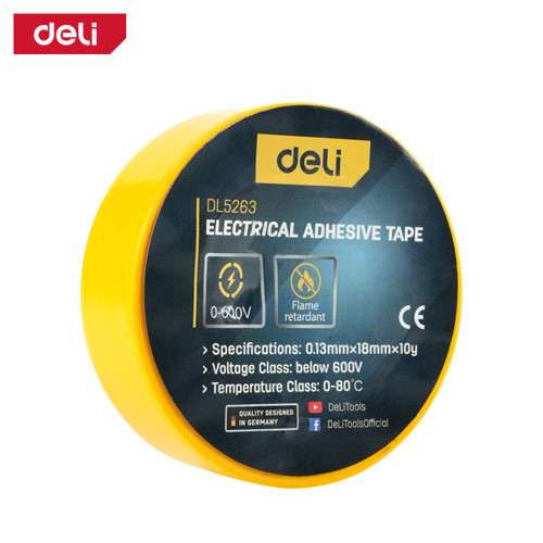 DELI Elektrik Yalıtım Bandı 0.13mm 18mm 10m Sarı İzolasyon Bandı