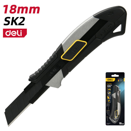 DELI Profesyonel 18 mm SK2 Kırılabilir Maket Bıçağı | Alüminyum Alaşımlı Gövde